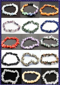Bracciale elastico pietre dure braccialetto donna uomo tormalina quarzo ametista - Imagen 1 de 35