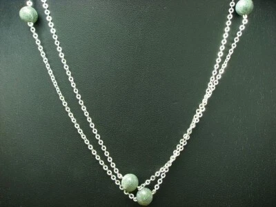 835 Argento Collana Con Giada Perle Ricoperto/Collier/80,0cm/8,9g - Immagine 1 di 3