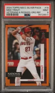 2024 Topps NSCC Silver Pack Mike Trout #19 Orange Refractor #'d/25 PSA 9 como nuevo - Imagen 1 de 2
