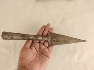 Old Fine Condition Hand Forged  Iron Spear Head End Lance India