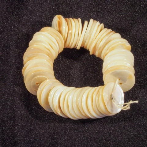 Antique 50 count MOP shell 2-hole shirt buttons white 3/4" diameter on string Cover
