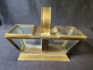 Antique Glass and Brass Basket-Style Box - Picture 1 of 5