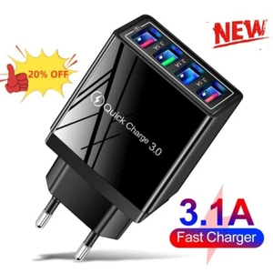 4 Multi Port Fast Quick Charge QC3.0 USB Hub Mains Charger Adapter UK Plug-2024 - Picture 1 of 19