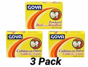 3 Goya Beef Flavored Powdered Bouillon /Cubitos-Polvo-Beef 2.82 oz (3 Pack) - Picture 1 of 7