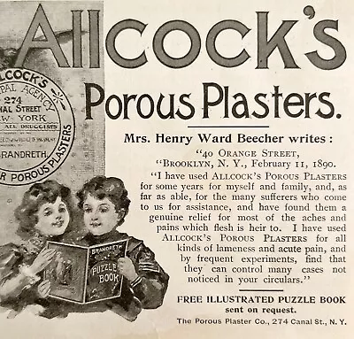 Allcocks Porous Plaster 1897 Advertisement Victorian Medical Pain #2 DWFF18 - Image 1 of 2