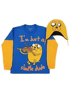 Jungen blau Adventure Time Jake Langarmshirt & gelbe Beanie Kombination XXL 18-20 - Bild 1 von 1