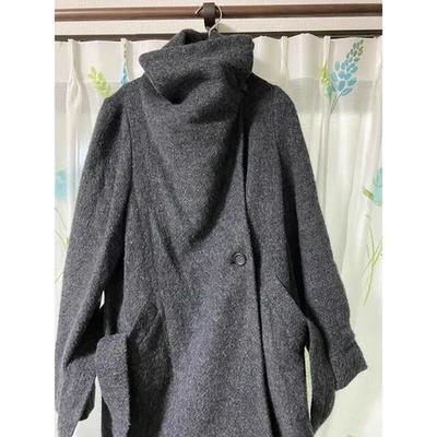 Yohji Yamamoto High Neck Gown Trench Coat Gray Wool Angora Blend 100cm - Image 1 of 4