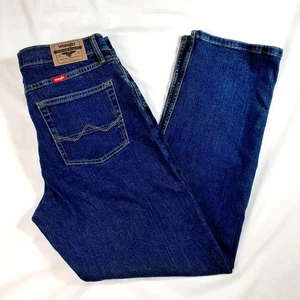 Jean Wrangler Five Star para hombre talla 33x30 azul oscuro calce recto elástico denim nuevo con etiquetas - Imagen 1 de 13