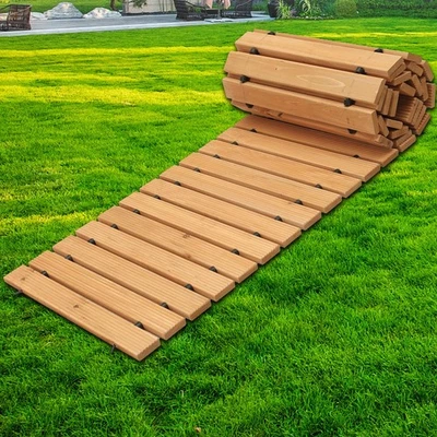 Camino de jardín de madera de 8 pies, pasarela recta de cedro desplegable al aire libre, resistente al clima... Foto 1 de 4