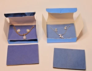 SET - 2 Avon Einfassung Silber Ohrringe Halskette Gold Pave Träne Geschenksets - Bild 1 von 13