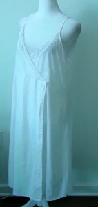 VTG Nightie Nightgown Lingerie White Lace 100% Cotton M/L - Picture 1 of 9