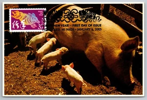 3895l Chinese Lunar New Year Boar FDC Maxi Card - Picture 1 of 2