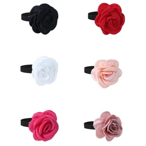 Adjust Choker Necklace Fabric Flower Neckband Elegant Choker Collar Neckwear - Picture 1 of 11