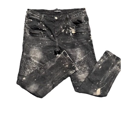 Pierre Balmain Moto Jeans Men's Size 38 Black Skinny Nice Quality Designer Pants - Image 1 of 4