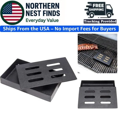 Caja ahumadora portátil de hierro fundido para parrillas de carbón - Ideal para barbacoa sabrosa Foto 1 de 4