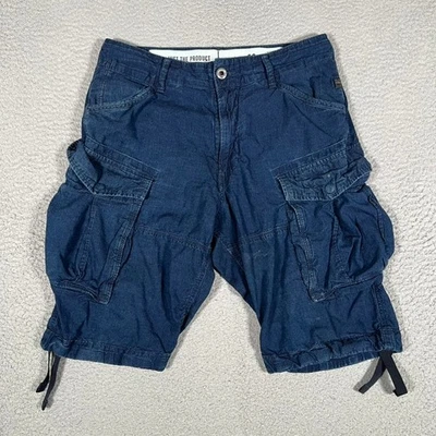 G Star Raw Shorts Mens 30 Blue Rovic Loose Cargo Pockets Denim Chambray Cotton - Image 1 of 4