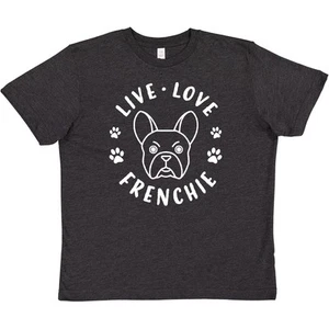 Inktastic Live Love Frenchie Youth T-Shirt Pets French Bulldog Dog I Dogs Lover - Picture 1 of 3