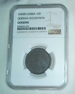 1943 BN Serbia 10 Dinara – NGC Genuine – German Occupation - Picture 1 of 2