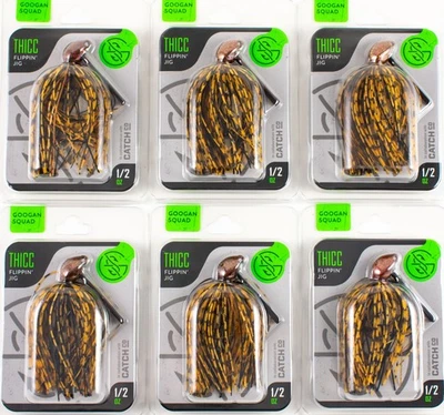 *LOT OF 6* GOOGAN SQUAD THICC FLIPPIN' JIG 5/0 1/2OZ COWBOY CRAW J5230 - Image 1 of 2