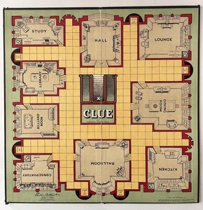 Vintage 1949 Clue Sherlock Holmes Version Game Board Only John Waddington Ltd - Picture 1 of 7