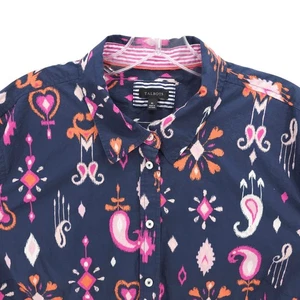 TALBOTS Button Up Shirt Blue All Over Print 100% Cotton Size XL - Picture 1 of 7