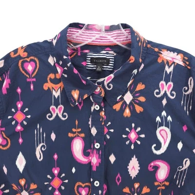 TALBOTS Button Up Shirt Blue All Over Print 100% Cotton Size XL - Image 1 of 4