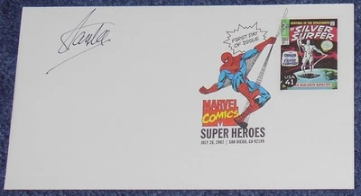 MARVEL COMICS 1ST DAY OF ISSUE STAMP~SIGNED STAN LEE~SILVER SURFER #1~2007~COA - Image 1 of 3
