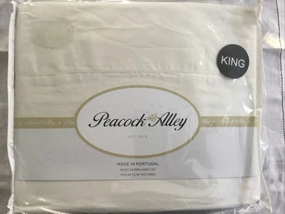 Sábanas Peacock Alley 300TC 100% Algodón Satén King and Queen - Hechas en Portugal Foto 1 de 4