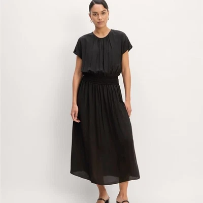 Everlane NWT The Gathered Midi Black Dress Women Sz Medium - Image 1 of 4