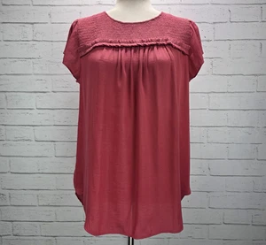 Ann Taylor LOFT Damen Top mit Flatterärmeln und Rüschen vorne Größe M rosa - Bild 1 von 10
