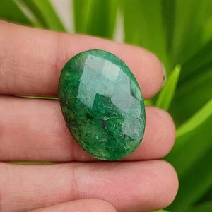 Natürlicher 38,10 ct kolumbianischer grüner Smaragd ovale Form loser Edelstein 27 mm - Bild 1 von 11