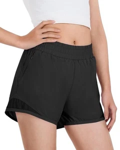 Girls Athletic Shorts with Liner Quick Dry Running Soccer Shorts with Zip Poc... - Picture 1 of 7
