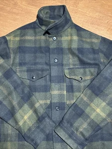 Vintage Mid 1960's Pendleton Wool Board Shirt Loop Button Green Plaid Ombre! - Bild 1 von 11