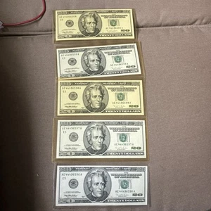 5 Uncirculated Consecutive 1996  Series $20 Bills. AE 44496596- 6600 A - Picture 1 of 2