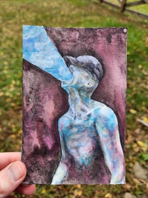 “Head in the Clouds” – 4x6 Original Hand-Painted NF-Inspired Art - Image 1 of 3