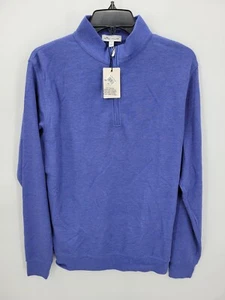 Suéter Peter Millar Para Hombre Pequeño Azul Cuarto Cremallera Corona Cómodo Enclavamiento Preppy - Imagen 1 de 11