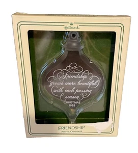 Vintage Hallmark Keepsake Clear Acrylic Friendship Christmas Ornament W/Box 1983 - Picture 1 of 6