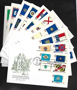 #1633-1682 13c Staatsflaggen - Komplettset mit 50 0n 10 Artmaster FDCs (schwarz 4+1) - Bild 1 von 7