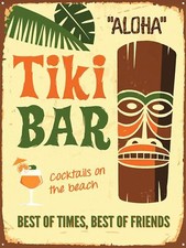 Tiki Bar Retro metal Aluminium Sign vintage / Pub / Bar/ Kitchen / Man Cave