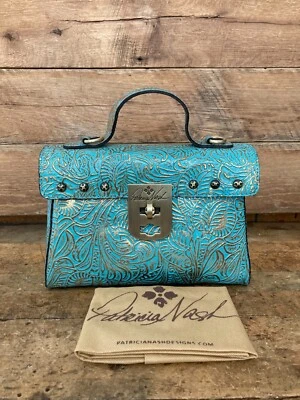 Patricia Nash Carisbrooke Metallic Forest Tooled Leather Crossbody/Satchel--NWT - Image 1 of 4