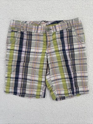 Bermudas Mossimo Supply Co para mujer talla 9 a cuadros verde púrpura amarillo azul Foto 1 de 4