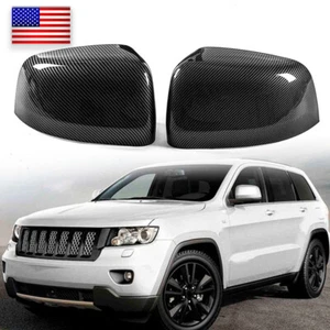 Carbon Fiber Rearview Side Mirror Cover Caps Fit For 2011-20 Jeep Grand Cherokee - Picture 1 of 8