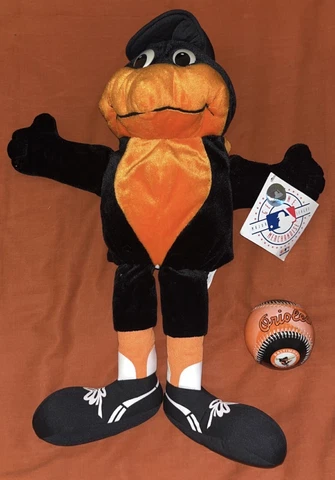 Baltimore Orioles MLB Bird Mascot Plush 18” Hand Puppet and Souvenir Baseball Cover