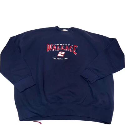 Vintage RUSTY WALLACE Nascar #2 Miller Lite Nutmeg USA Sweatshirt Blue XXL - Imagem 1 de 4