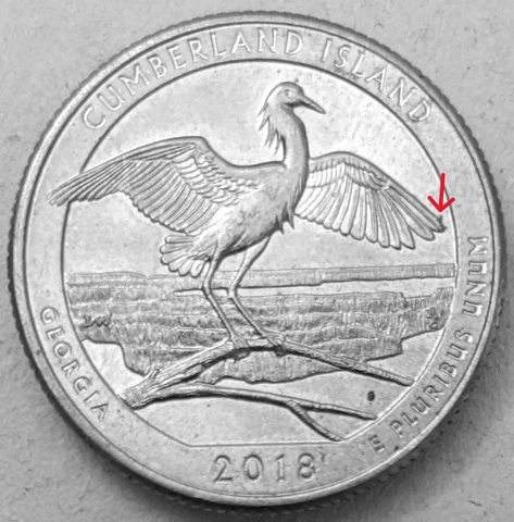 2018-P Cumberland Island ATB Quarter. Die Chip Error on Wing. Free Shipping! Cover