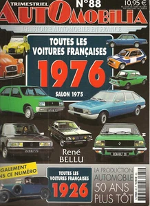 AUTOMOBILIA 88 TOUTES LES VOITURES FRANCAISES 1976 ( SALON 1975 ) et 1926 - Imagen 1 de 2