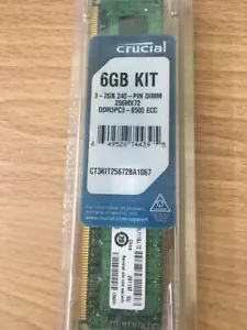2GB DDR3 PC3-8500 1066MHz DIMM (Crucial CT3KIT25672BA1067) Memory Ram - Picture 1 of 1