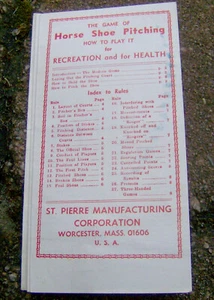 RAR Vintage 70er Jahre Hufeisen Pitching Anleitung/Anleitung ST. PIERRE MFG Sport - Bild 1 von 2