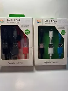 2-Tech & Go (3-pack) 3ft Micro-USB Charging Cable Signature Series - Picture 1 of 2