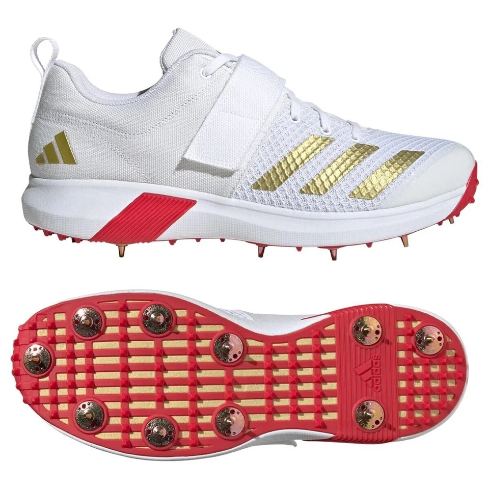 adidas Adipower Vector 20 Cricket Shoes Mens White / Gold Spikes - Image 1 of 4